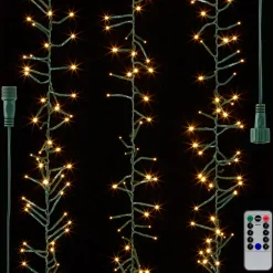Raz 34' Connectable Cluster Garland Green Wire With White Lights Christmas Light Strand L4137016
