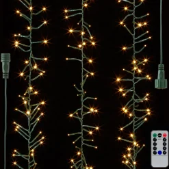 Raz 49.5' Connectable Compact Cluster Garland Green Wire With White Lights L4137019