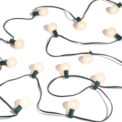 Raz 14' Connectable Matte White Globe Lights On A Green Wire L4337007