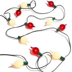 Raz 14' Connectable Shiny Kismet String Lights With Red And White Lights On A Green Wire L4237025