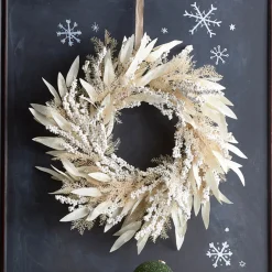 Raz 24" Cream Cedar And Laurel Leaf Christmas Wreath W4306696