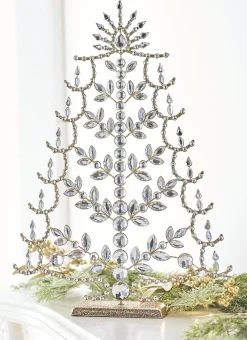 Raz 17" Crystal Jeweled Tree With Gold Glitter Christmas Decoration 4213512
