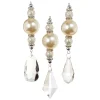 Raz 5.75" Crystal Pearl Drop Christmas Ornament Set Of 3 4312512
