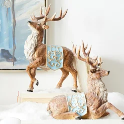 Raz 14" Deer With Blue Saddle Blanket Set Of 2 4312143