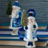 Raz 5.5" Delft Santa With Tree Glass Christmas Ornament 4352893