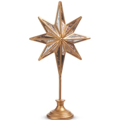 Raz 16" Distressed Mirrored Star On Base Christmas Decoration 4416223