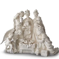 Raz 27.75" Distressed White Large Christmas Nativity Scene With Wood Look 4211152