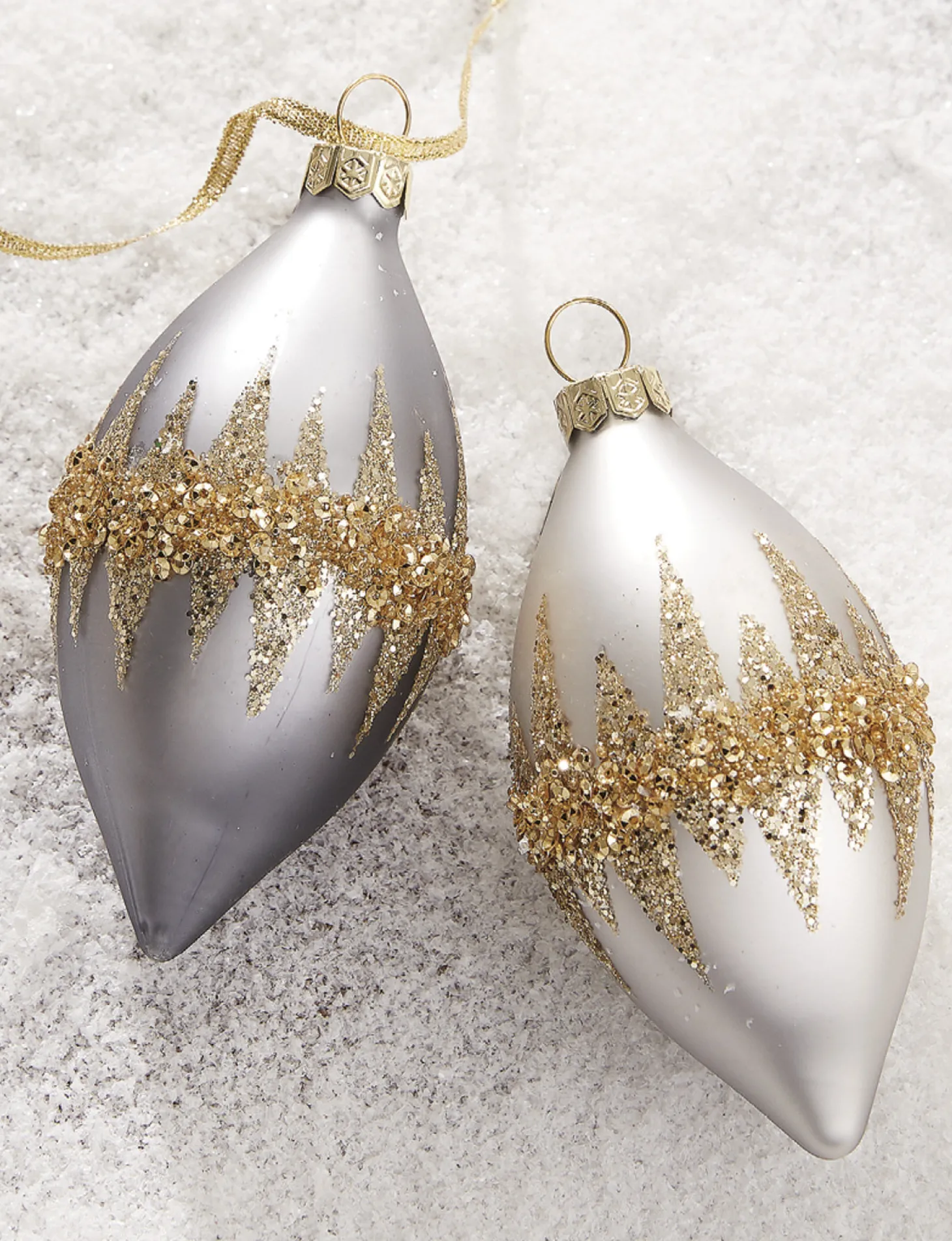 Raz 4.5" Double Point Gold Glittered Christmas Ornament 4120852