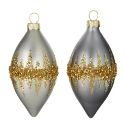 Raz 4.5" Double Point Gold Glittered Christmas Ornament 4120852