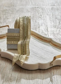 Raz 2.5" Embellished Gold Lame Wired Christmas Ribbon R4327761