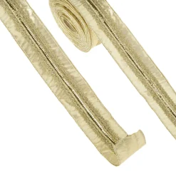 Raz 2.5" Embellished Gold Lame Wired Christmas Ribbon R4327761