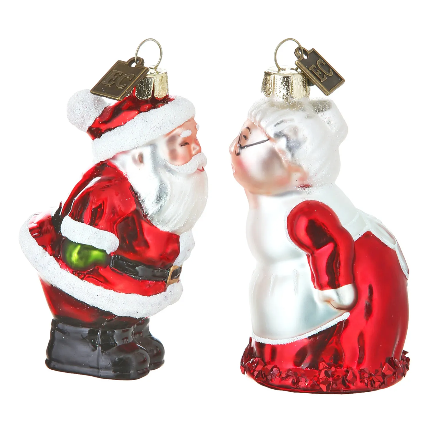 Raz 3.5" Eric Cornina Mr. And Mrs. Claus Glass Christmas Ornament 4153127