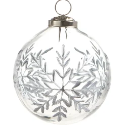 Raz 4" Etched Snowflake Glass Ball Christmas Ornament 4338515