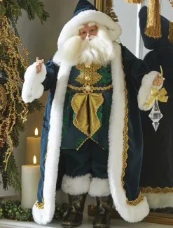 Raz 24.25" Evergreen And Gold Santa Figure Christmas Decoration 4202398