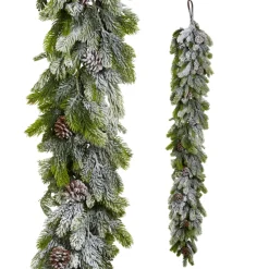 Raz 5.5' Flocked Real Feel Pine And Pinecone Christmas Garland G4441753