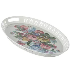 Raz 20.5" Floral Print Oval Tray Spring Decoration 4257267