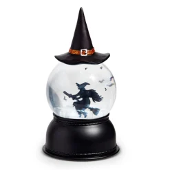 Raz 8" Flying Witch With Swirling Bats Lighted Halloween Water Globe Lantern 4416928