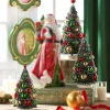 Raz 13" Frosted Bottle Brush Trees With Ornaments Christmas Figure 4316152