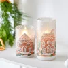 Raz 8" Gingerbread House Glass Christmas Containers Or Candle Holders 4424539
