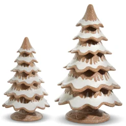 Raz 14" Gingerbread Tree Christmas Figure Set Of 2 4457628