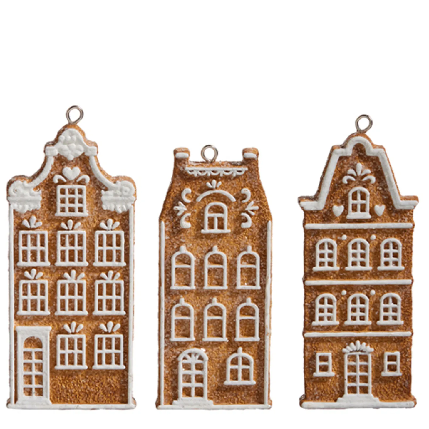 Raz 5" Gingerbread Village Townhouse Christmas Ornament Set Of 3 4457718