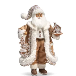 Raz 18" Gingham Gingerbread Christmas Santa Figure 4415585