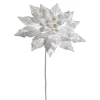 Raz 18" Glittered Large White Poinsettia Christmas Tre Pick F4448003