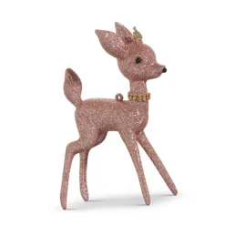 Raz 6.5" Glittered Pink Deer Vintage Inspired Christmas Ornament 4438864