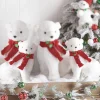 Raz 14.75" Glittered Plush Polar Bear With Scarf Christmas Figure 4216246