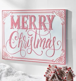 Raz 28" Glittered Red And White Merry Christmas Metal Wall Sign 4457262