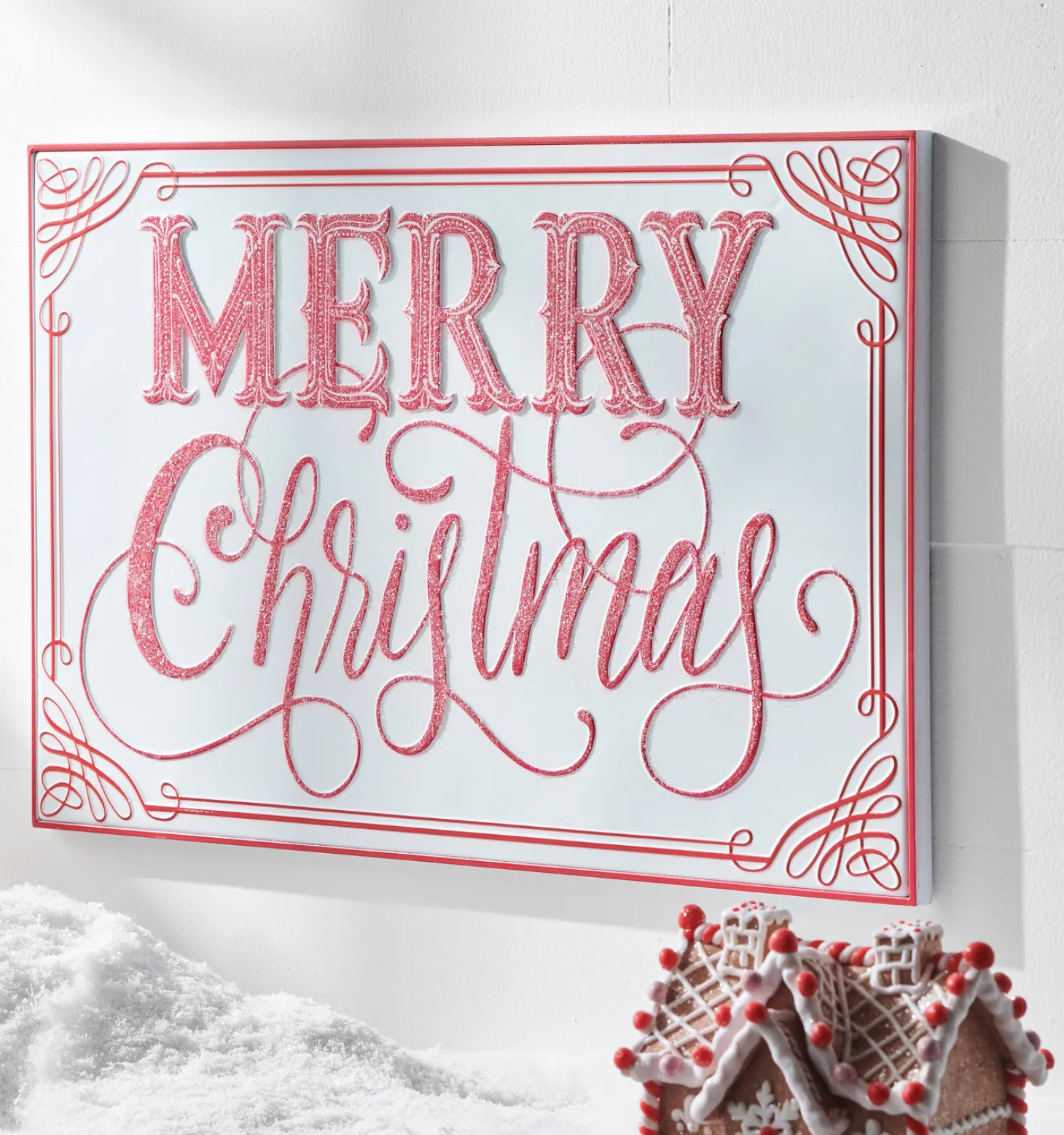 Raz 28" Glittered Red And White Merry Christmas Metal Wall Sign 4457262