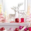 Raz 14" Glittered Silver Deer Christmas Figure Set Of 2 4401655