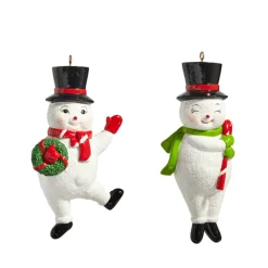 Raz 5.5" Glittered Snowman Christmas Ornament Set Of 2 4411560