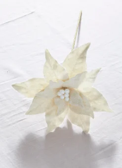 Raz 19.5" Glittered White Poinsettia Christmas Pick F4306668