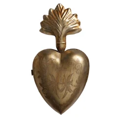 Raz 10.25" Gold Sacred Heart Metal Christmas Ornament 4401287