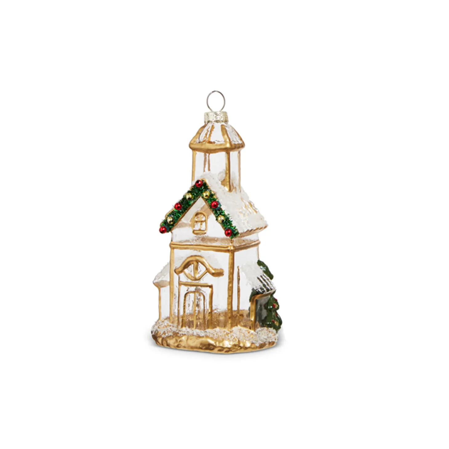 Raz 5" Gold And Clear Church Glass Christmas Ornament 4324586