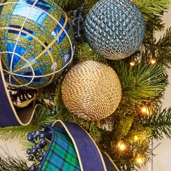 Raz 4" Gold Beaded Christmas Ball Ornament 4403629