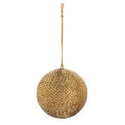 Raz 4" Gold Beaded Christmas Ball Ornament 4403629