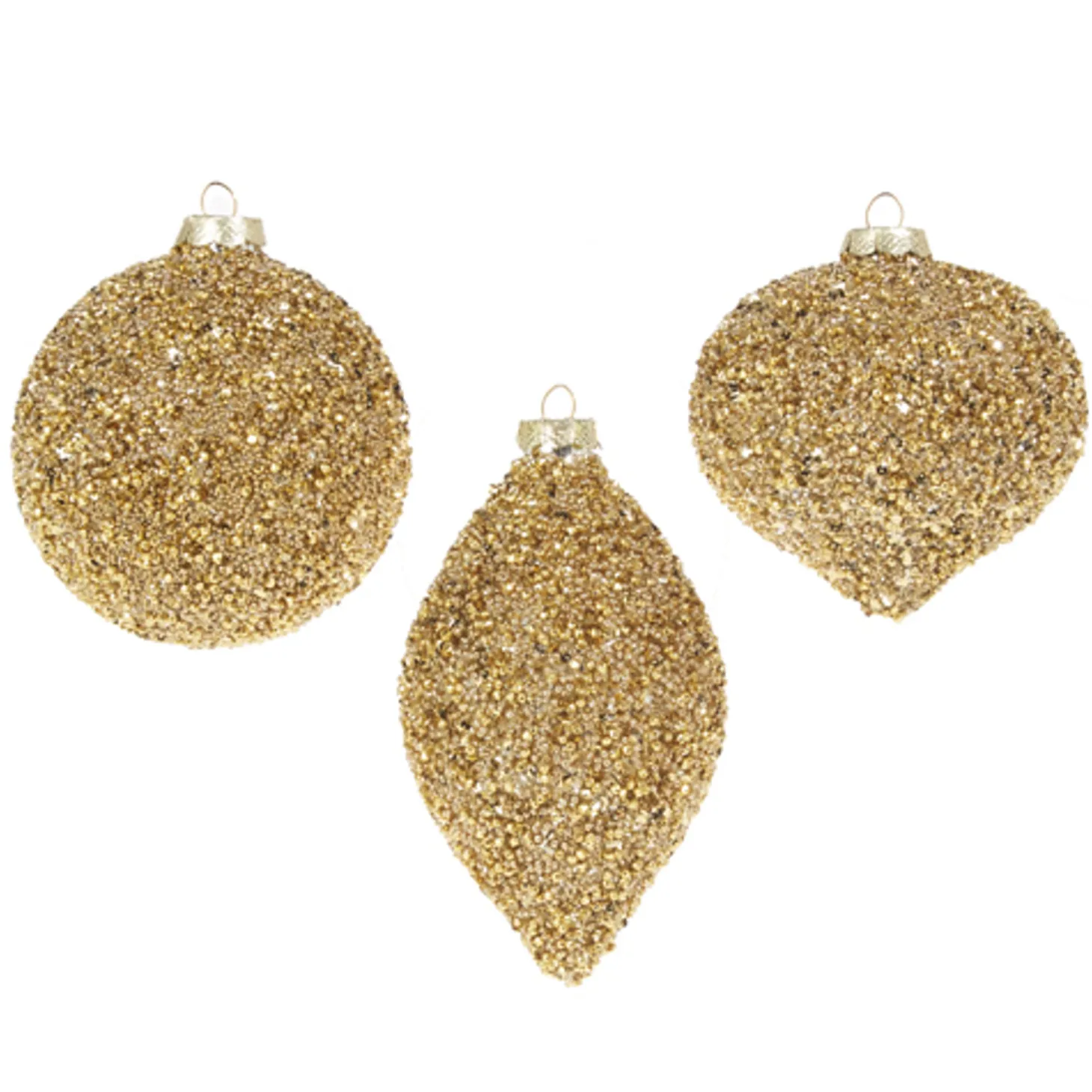 Raz 4" Gold Beaded Glass Christmas Ornament 4322807