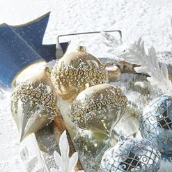 Raz 6" Gold Beaded Glass Christmas Ornament 4022874
