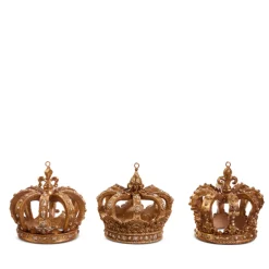 Raz 3.5" Gold Crown Christmas Ornaments Set Of 3 4412122