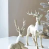 Raz 11.5" Gold Deer With Fur Collar Christmas Figures Set Of 2 4411348