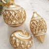 Raz 4" Gold Diamond Point With Pearls Glass Christmas Ornament 4122807