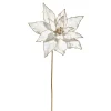 Raz 20" Gold Edged White Poinsettia Christmas Tree Pick F4406714