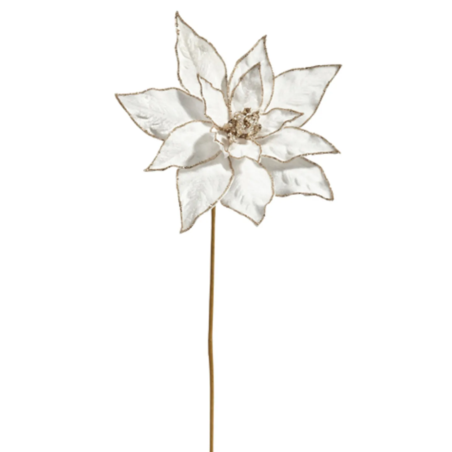 Raz 20" Gold Edged White Poinsettia Christmas Tree Pick F4406714