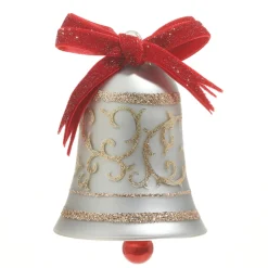 Raz 4" Gold Glitter Silver Bell Glass Christmas Ornament 4320918