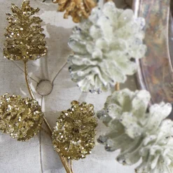 Raz 19.25" Gold Glittered Pinecone Christmas Tree Spray F4206704