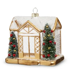 Raz 4.5" Gold House Glass Christmas Ornament 4324585