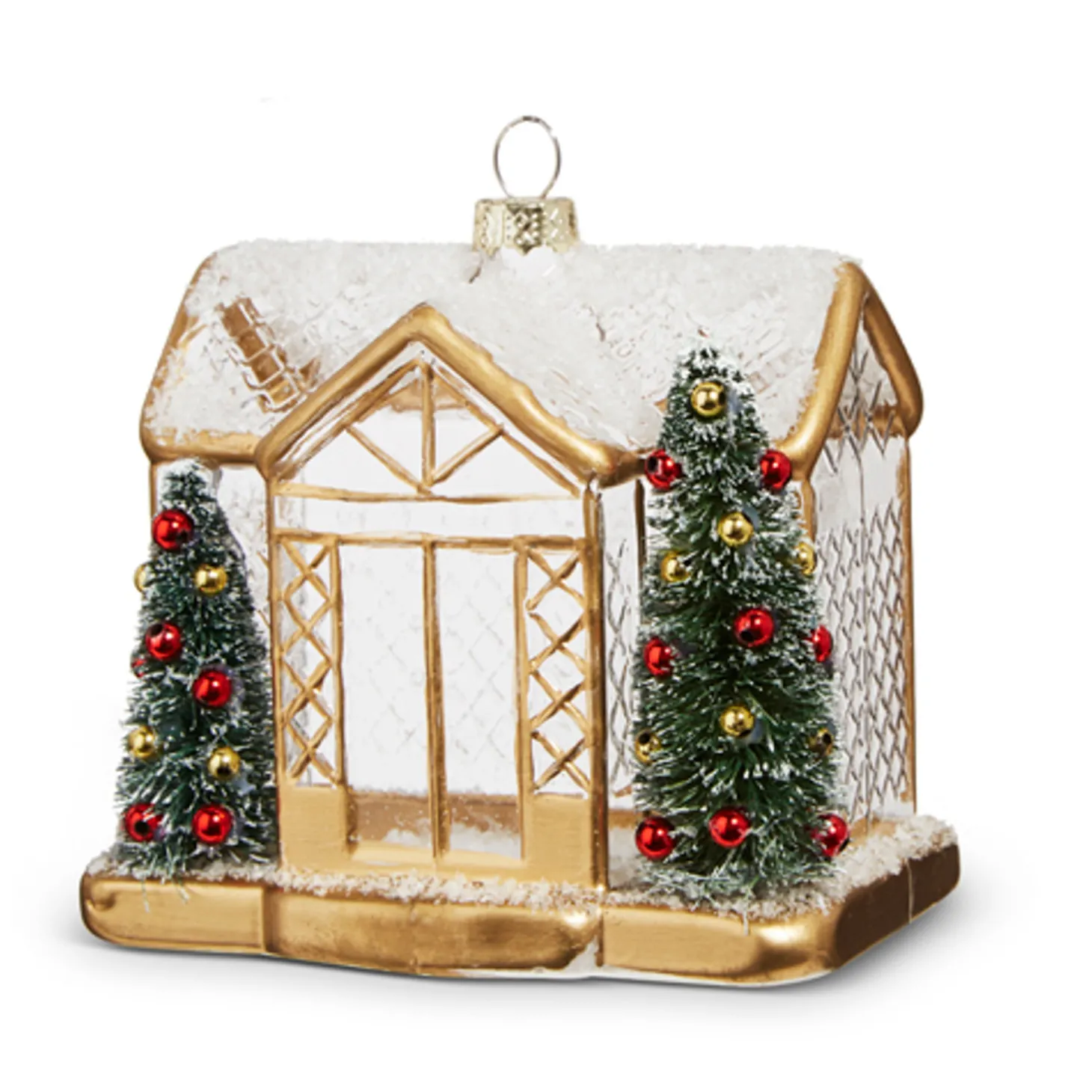 Raz 4.5" Gold House Glass Christmas Ornament 4324585