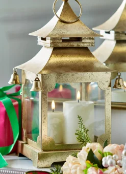 Raz 16" Gold Metal Pagoda Christmas Lantern X4317012